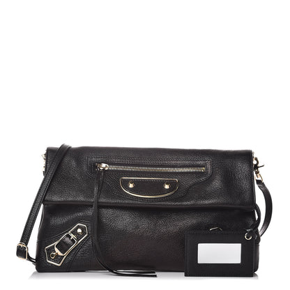 Balenciaga Chevre Gold Metallic Edge Hardware Envelope Clutch Black 1 of 10