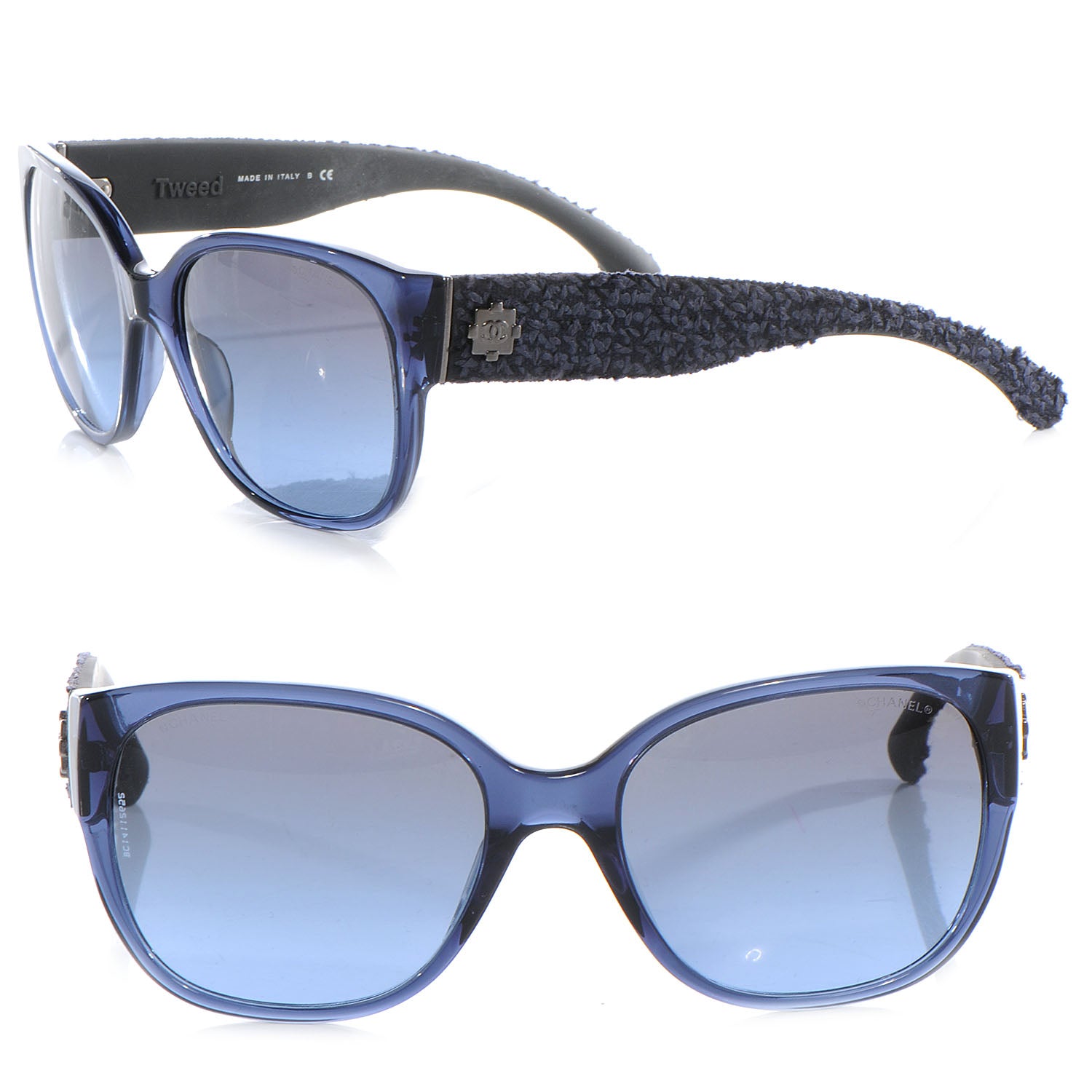 Chanel Acetate Tweed Boy Sunglasses Navy 1 of 5