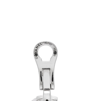 Chanel 18K White Gold Diamond Bouton de Camelia Earrings 4 of 4