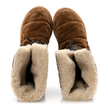 Louis Vuitton Suede Shearling Quilted Flat Ankle Boot 38 Beige 2 of 9