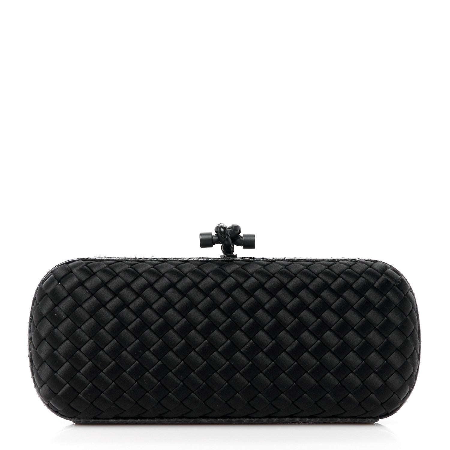 Bottega Veneta Satin Ayers Intreccio Impero Stretch Knot Clutch Black 1 of 9