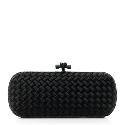 Bottega Veneta Satin Ayers Intreccio Impero Stretch Knot Clutch Black 1 of 9