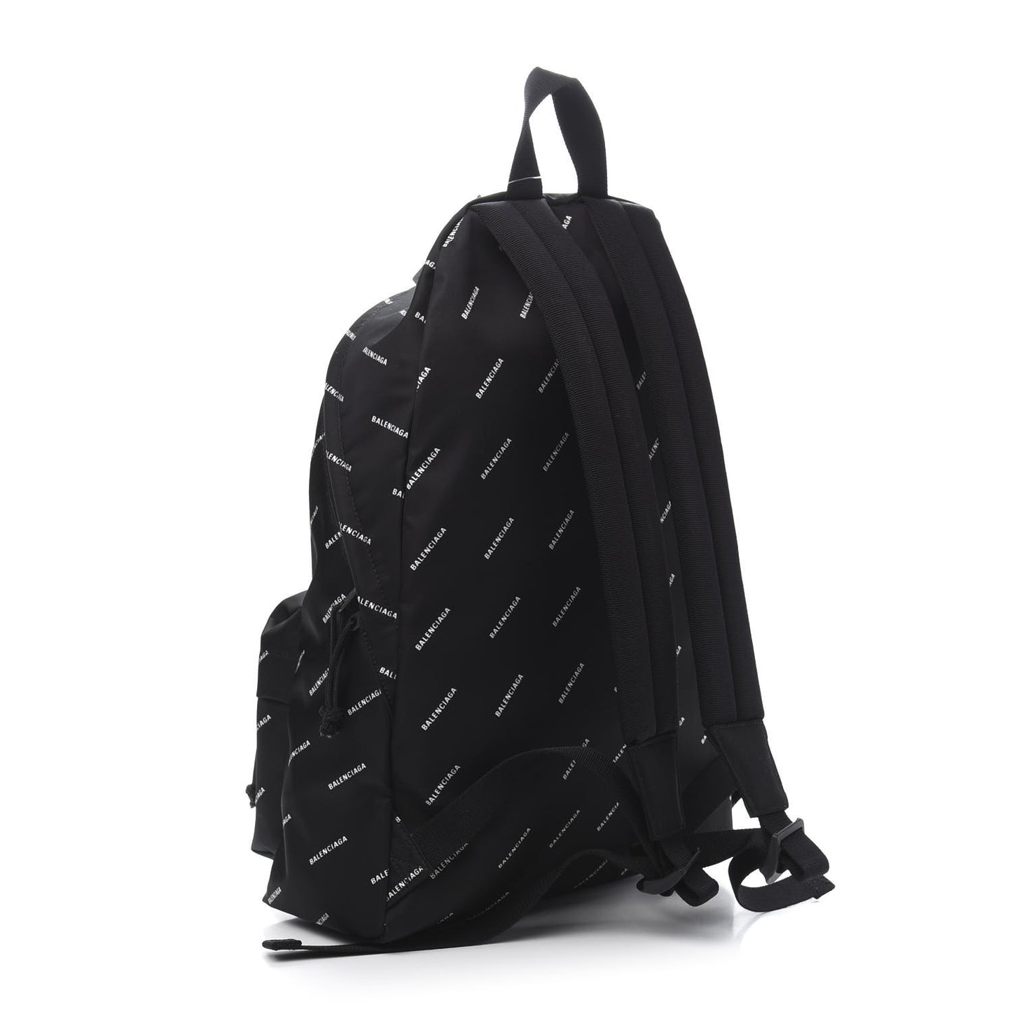 Twill Nylon Allover Logo Print Explorer Backpack Black White