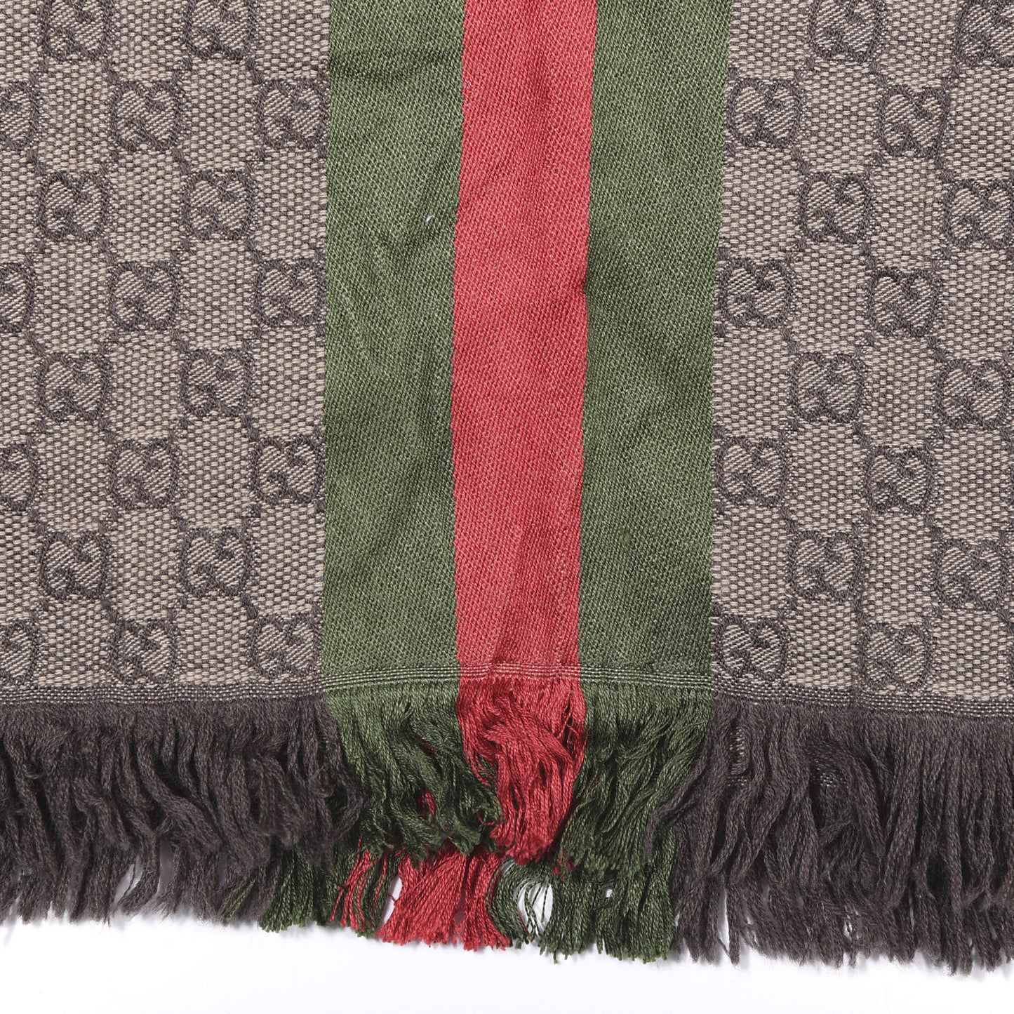 Wool Silk Jacquard Knit Monogram Web Scarf Brown