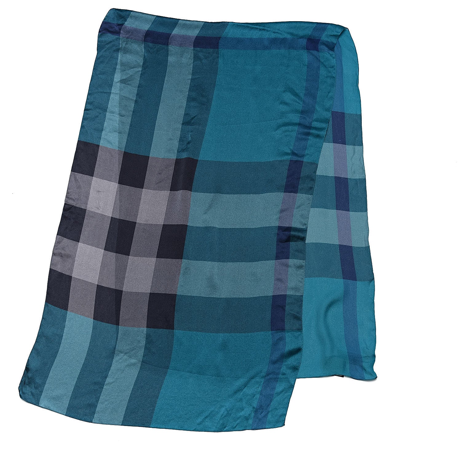 Burberry Satin Silk Mega Check Scarf Dark Turquoise 3 of 5