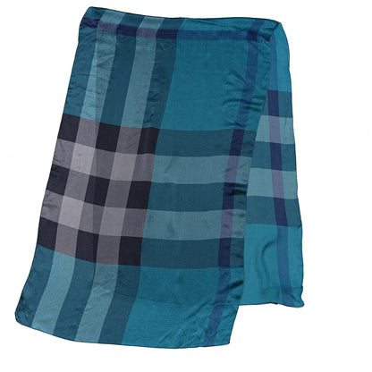 Burberry Satin Silk Mega Check Scarf Dark Turquoise 3 of 5