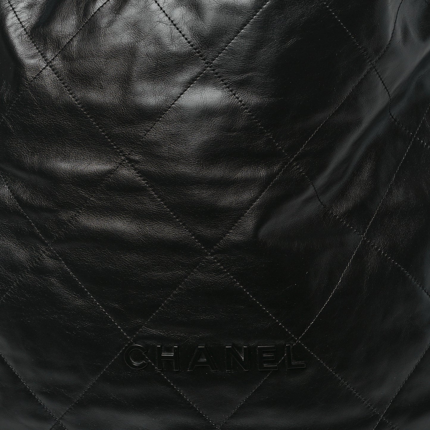 Shiny Calfskin Quilted Large Chanel 22 So Black