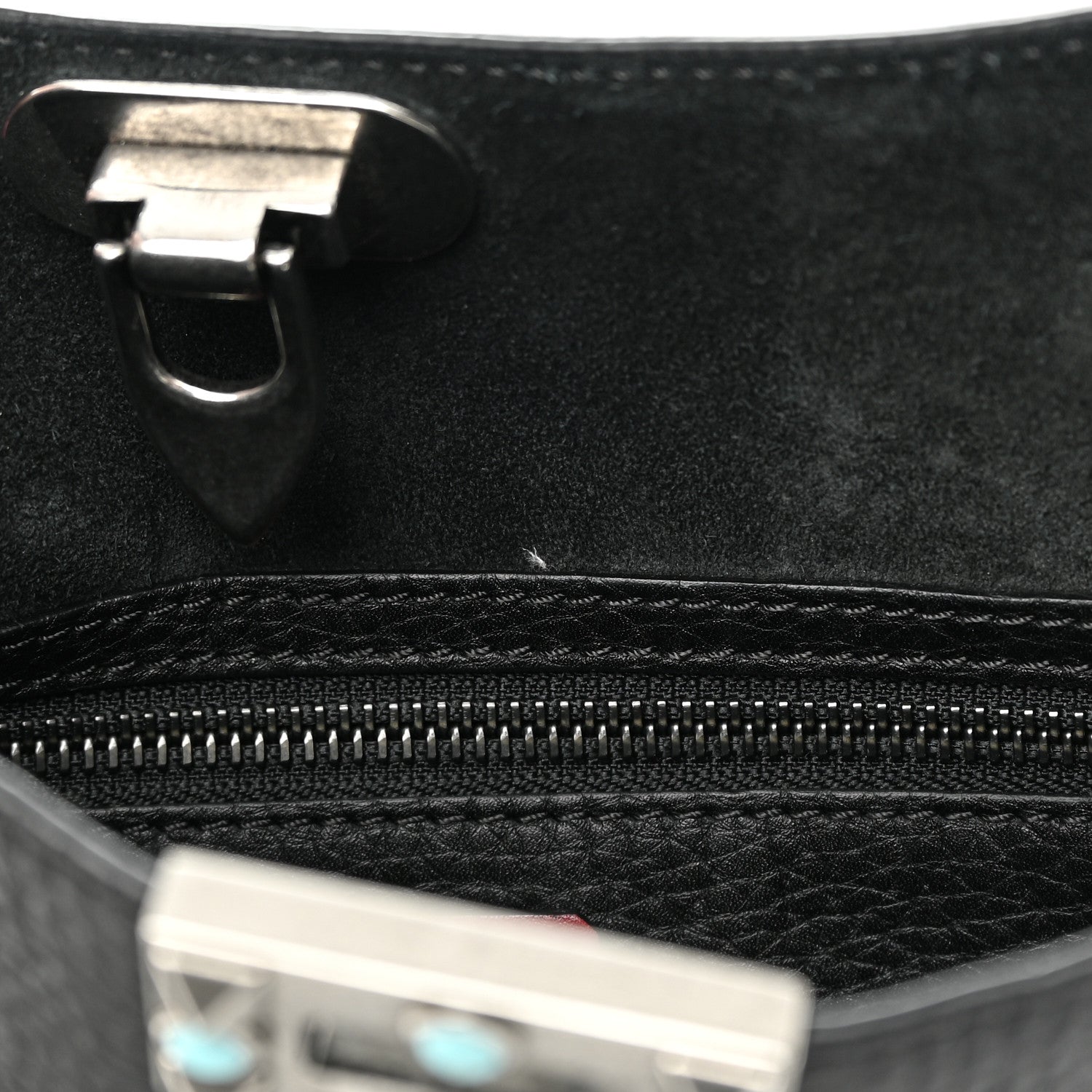 Valentino Garavani Grained Calfskin Turquoise Small Rockstud Rolling Flip-Lock Messenger Black 11 of 11