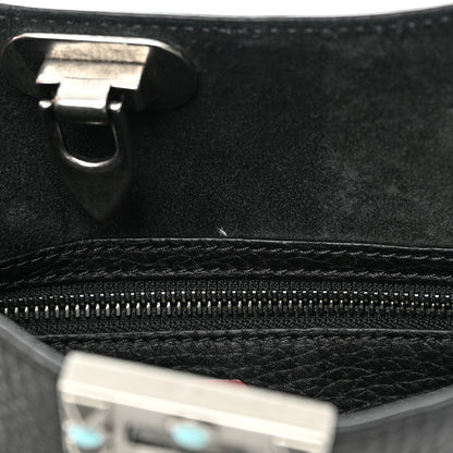 Valentino Garavani Grained Calfskin Turquoise Small Rockstud Rolling Flip-Lock Messenger Black 11 of 11