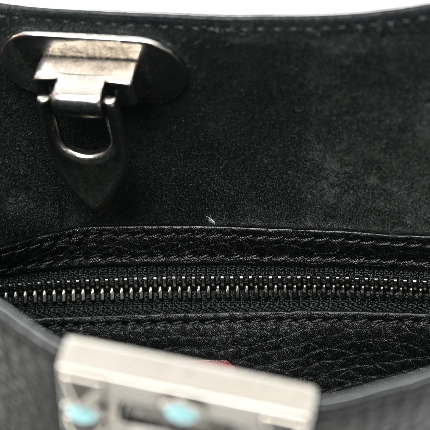 Grained Calfskin Turquoise Small Rockstud Rolling Flip-Lock Messenger Black