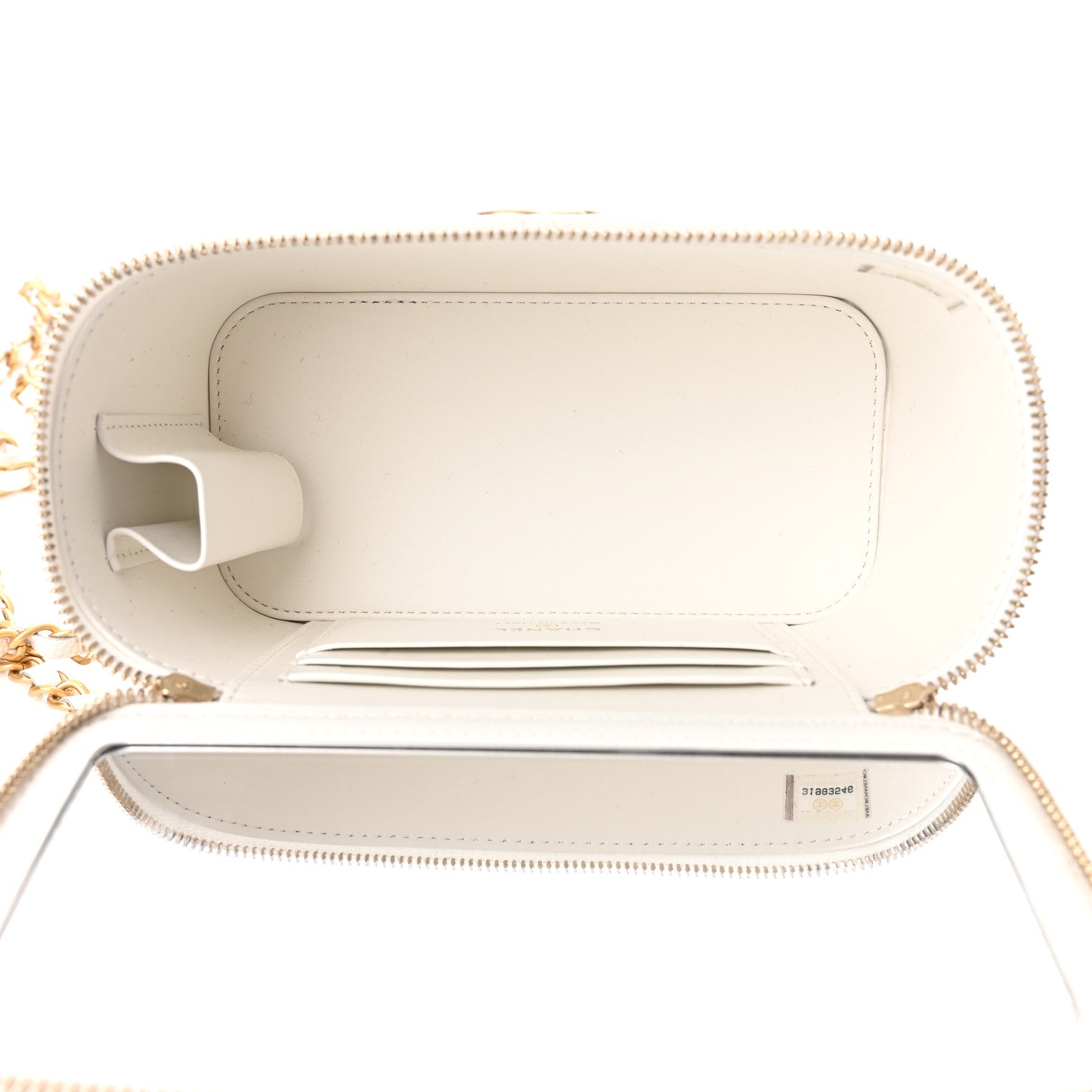 Chanel Shiny Caviar Quilted Pick Me Up Vanity Case White 5 of 11