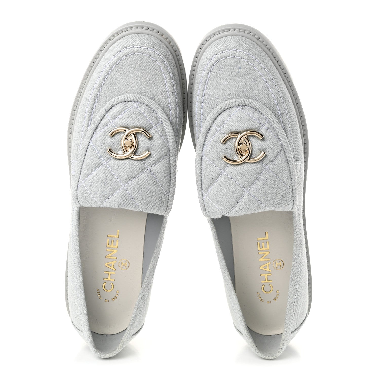 Chanel Denim CC Turnlock Loafers 40 Blue 2 of 10