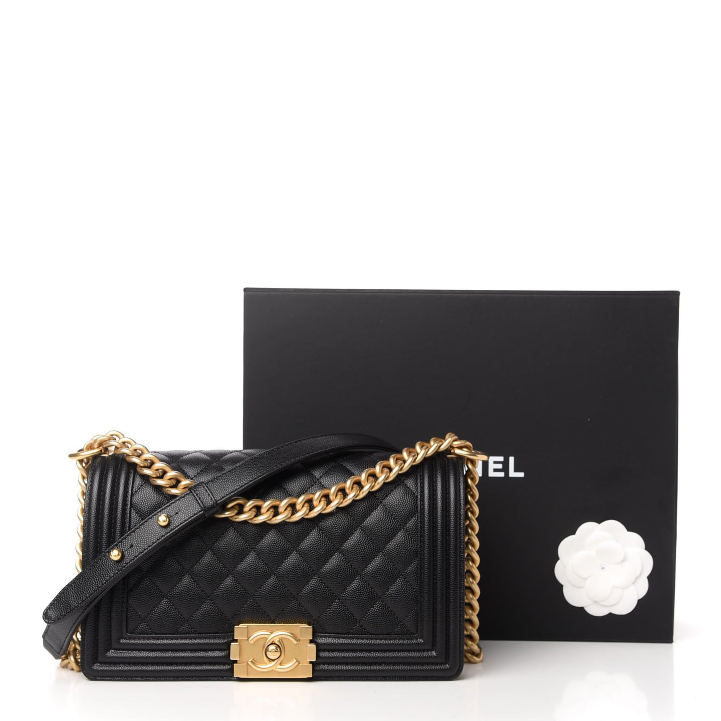 Caviar Quilted Medium Boy Flap Black