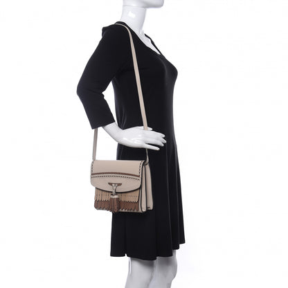 Burberry Grainy Calfskin Broguing Tassel Fringe Small Macken Crossbody Bag Beige 2 of 15