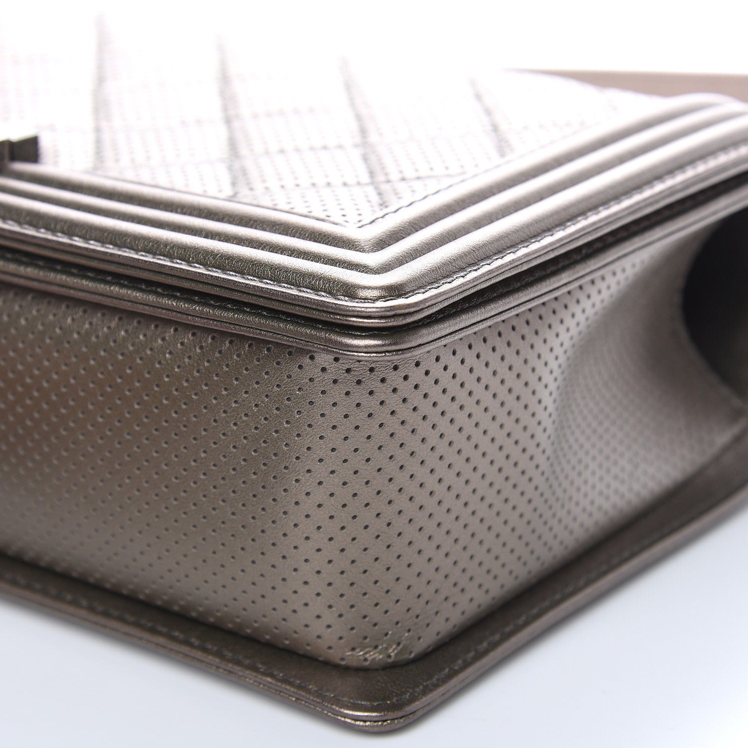 Chanel Metallic Lambskin Perforated New Medium Boy Flap Dark Silver 9 of 11