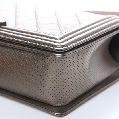 Chanel Metallic Lambskin Perforated New Medium Boy Flap Dark Silver 9 of 11
