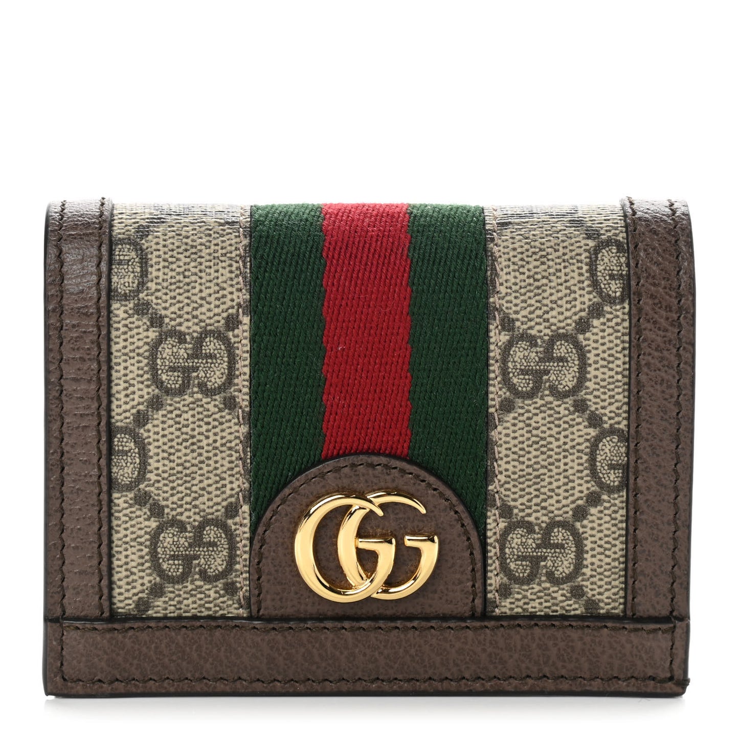 GG Supreme Monogram Web Ophidia Card Case Beige New Acero