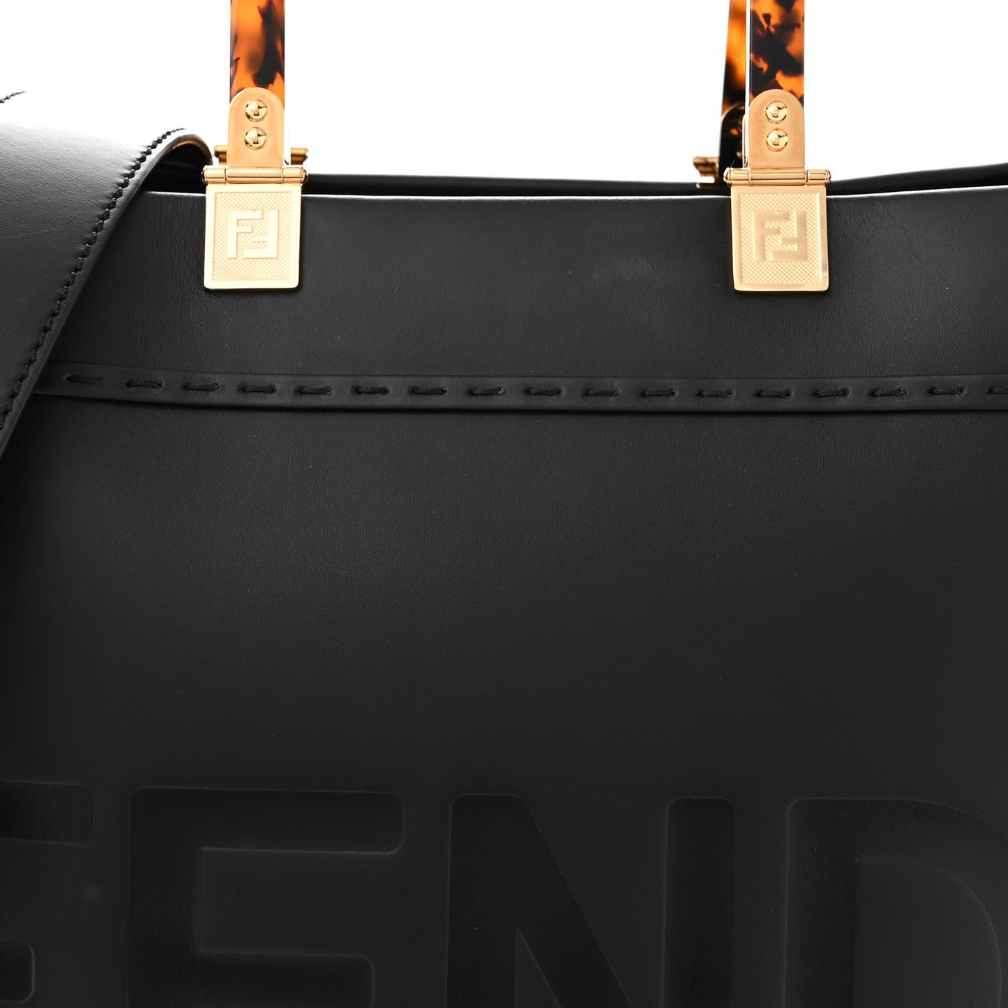 Vitello King Plexiglass Medium Fendi Sunshine Shopper Tote Black