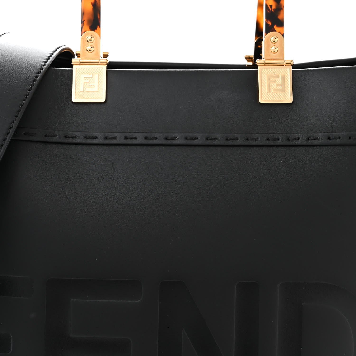 Fendi Vitello King Plexiglass Medium Fendi Sunshine Shopper Tote Black 7 of 11