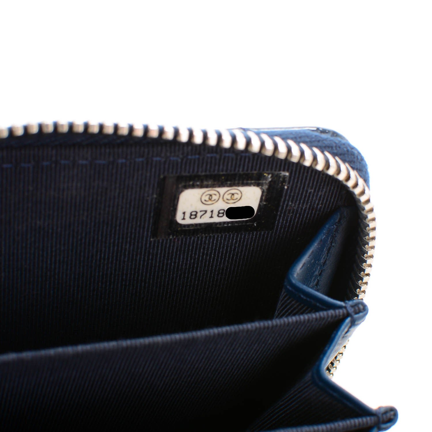 Chanel Patent Calfskin Quilted Zip Coin Purse Navy Blue 7 of 7