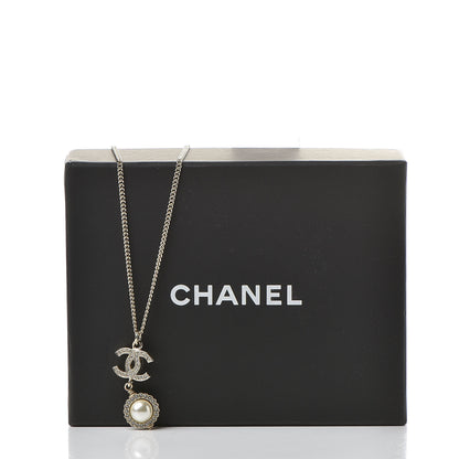 Chanel Crystal CC Pearl Drop Necklace Gold 6 of 6