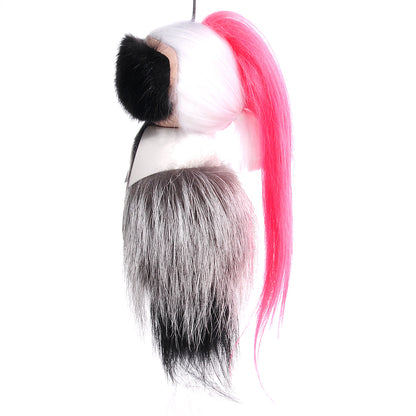 Fendi Fox Mink Goat Fur Nappa Karlito Bag Charm Black White Rosa 4 of 10
