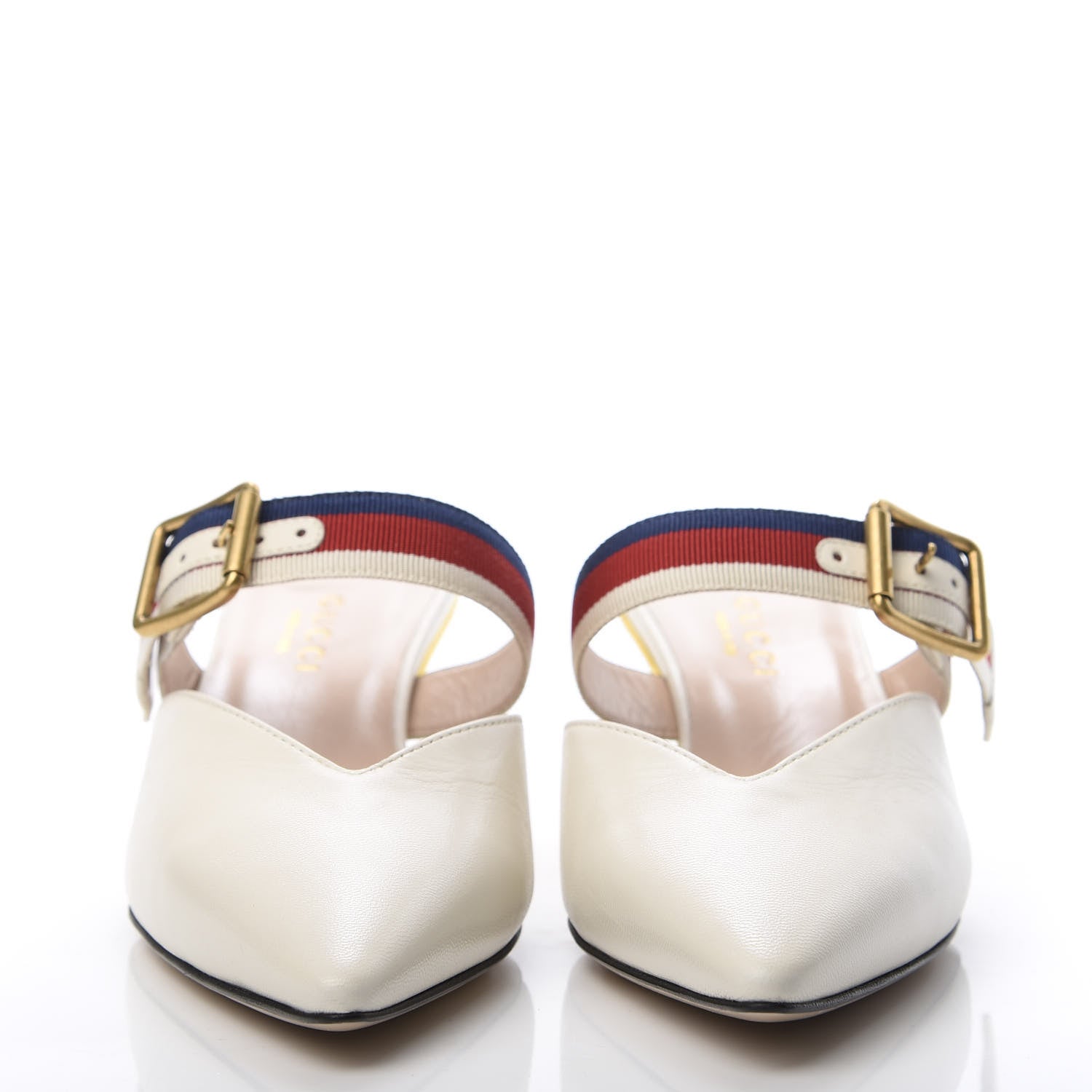Gucci Malaga Kid Sylvie Web Bamboo Low Heel Mules 35 White 2 of 9
