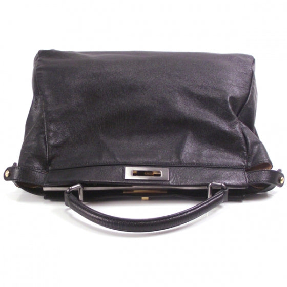 Fendi Goatskin Large Peekaboo Iconic Satchel Black 5 of 11