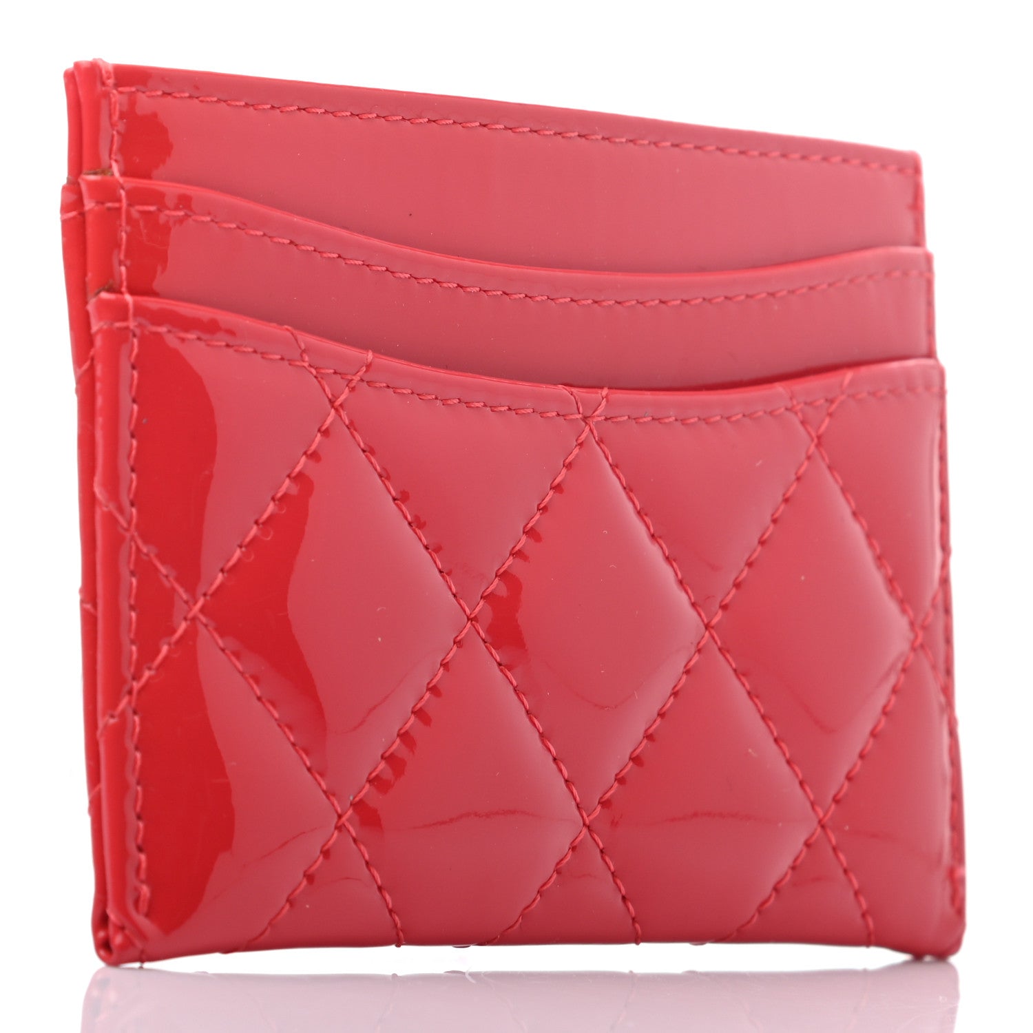 Chanel Patent Quilted Card Holder Red 3 of 7