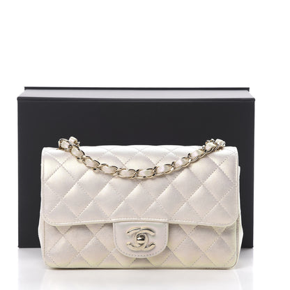 Chanel Iridescent Lambskin Quilted Mini Rectangular Flap Ivory 11 of 11