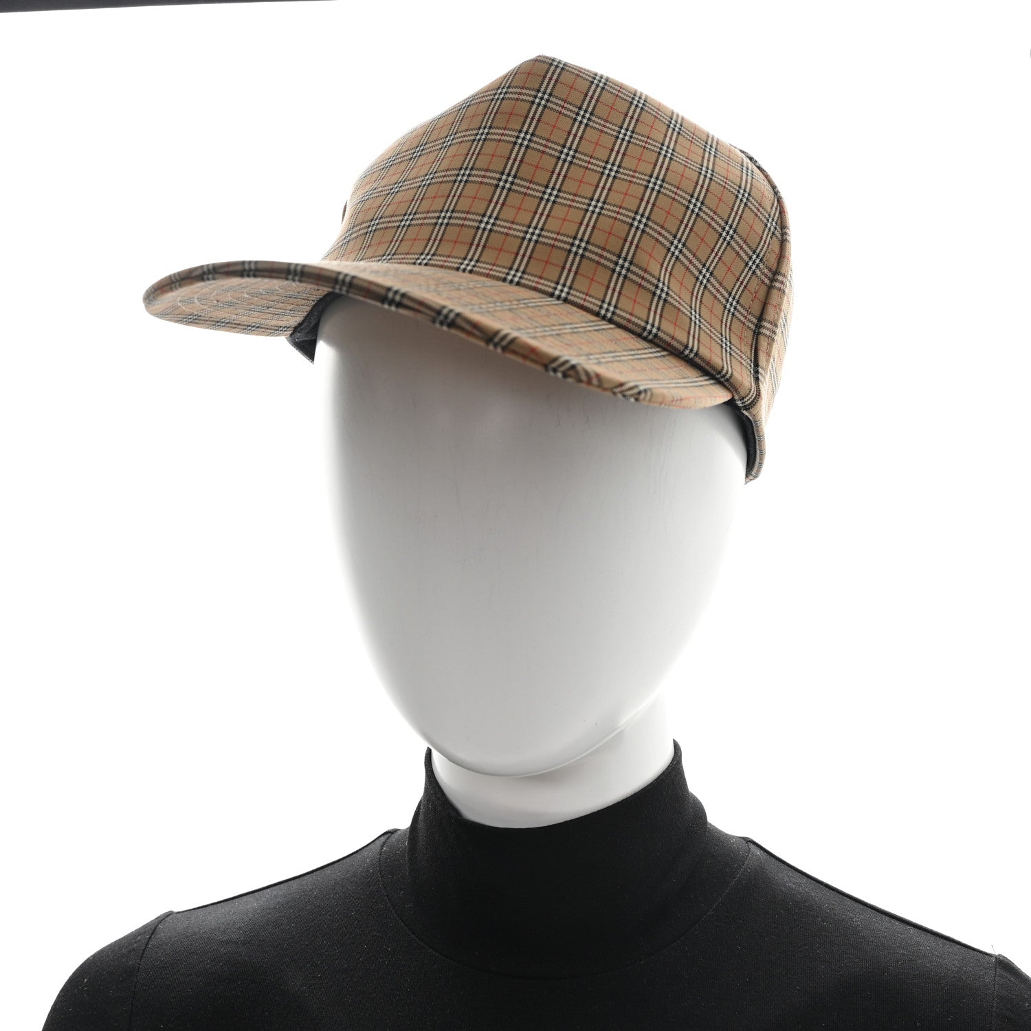 Burberry Technical Cotton Micro Check Baseball Hat L Beige 2 of 8
