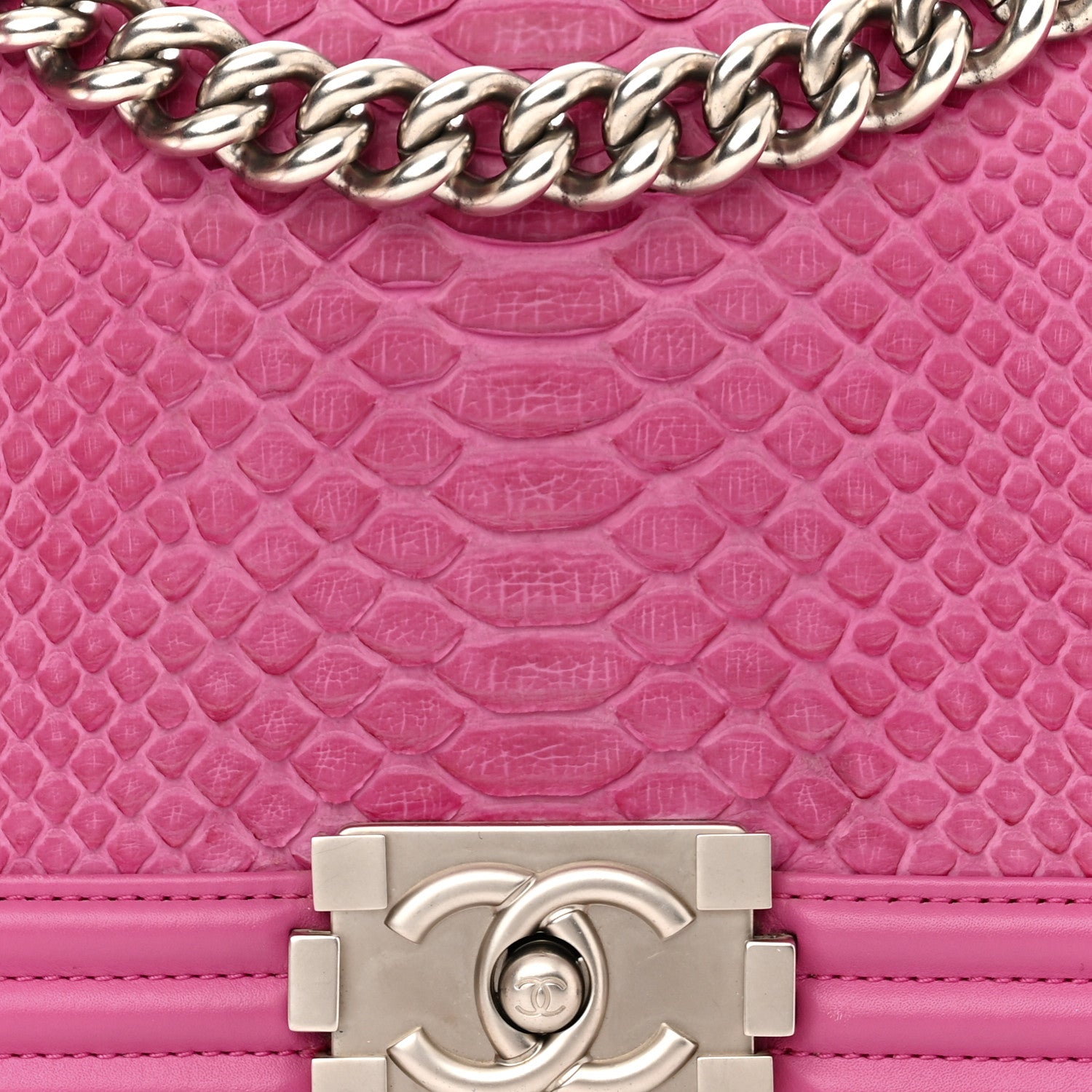 Chanel Matte Snakeskin Medium Boy Flap Pink 12 of 15