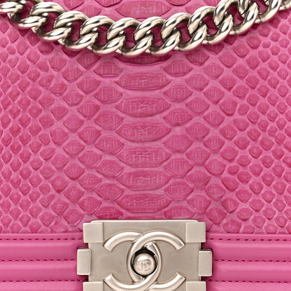 Chanel Matte Snakeskin Medium Boy Flap Pink 12 of 15