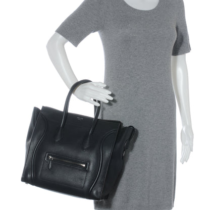 Celine Drummed Calfskin Mini Luggage Black 2 of 8