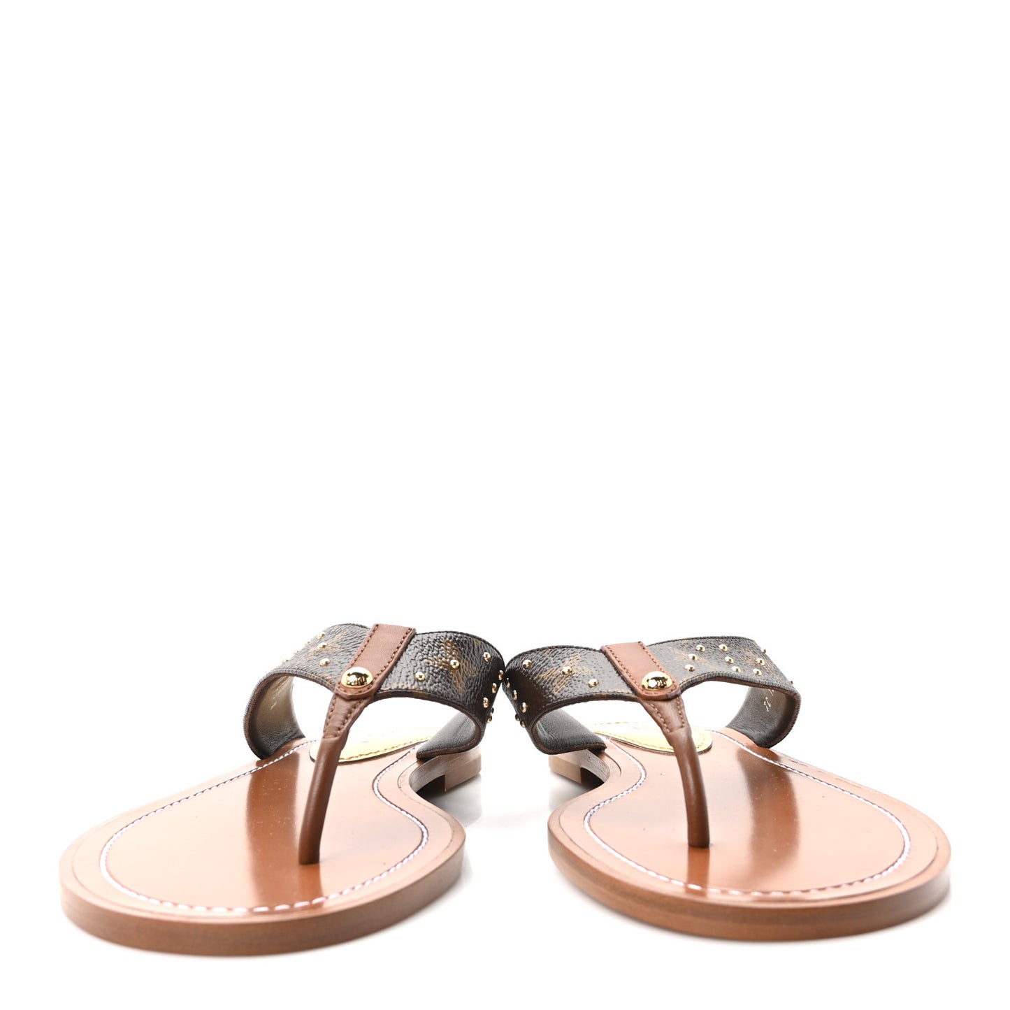 Monogram Sunny Flat Thong Sandals 37 Brown