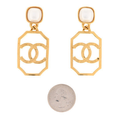 Chanel Metal Pearl CC Drop Earrings Gold 2 of 5