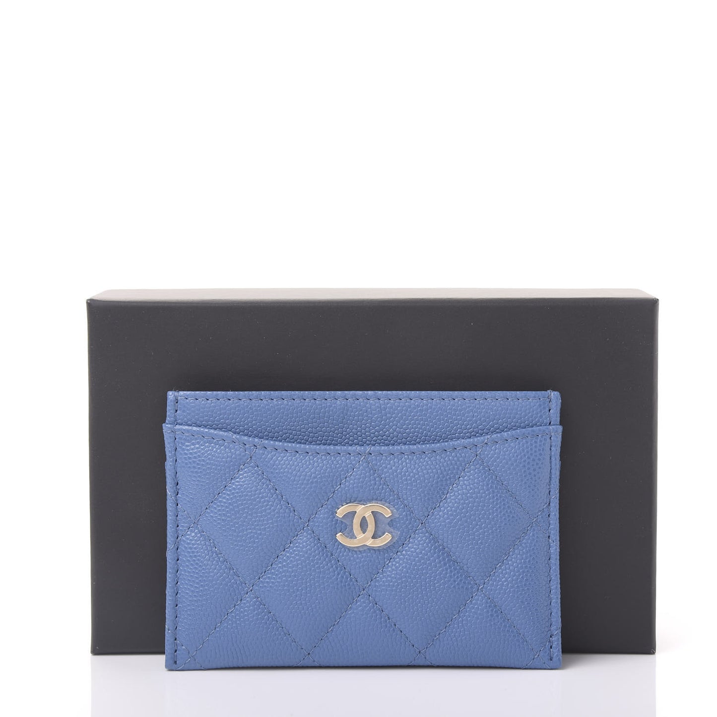 Caviar Quilted Card Holder Blue