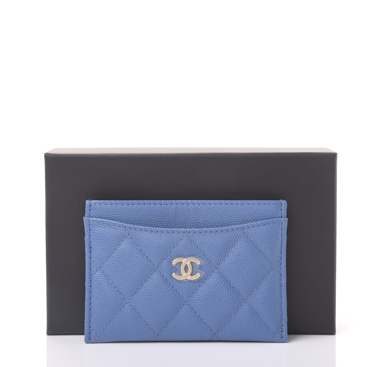 Chanel Caviar Quilted Card Holder Blue 12 of 12