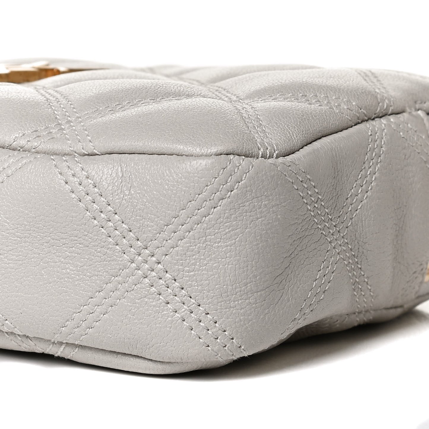 Grained Lambskin Quilted Mini Becky Double Zip Bag Vintage White