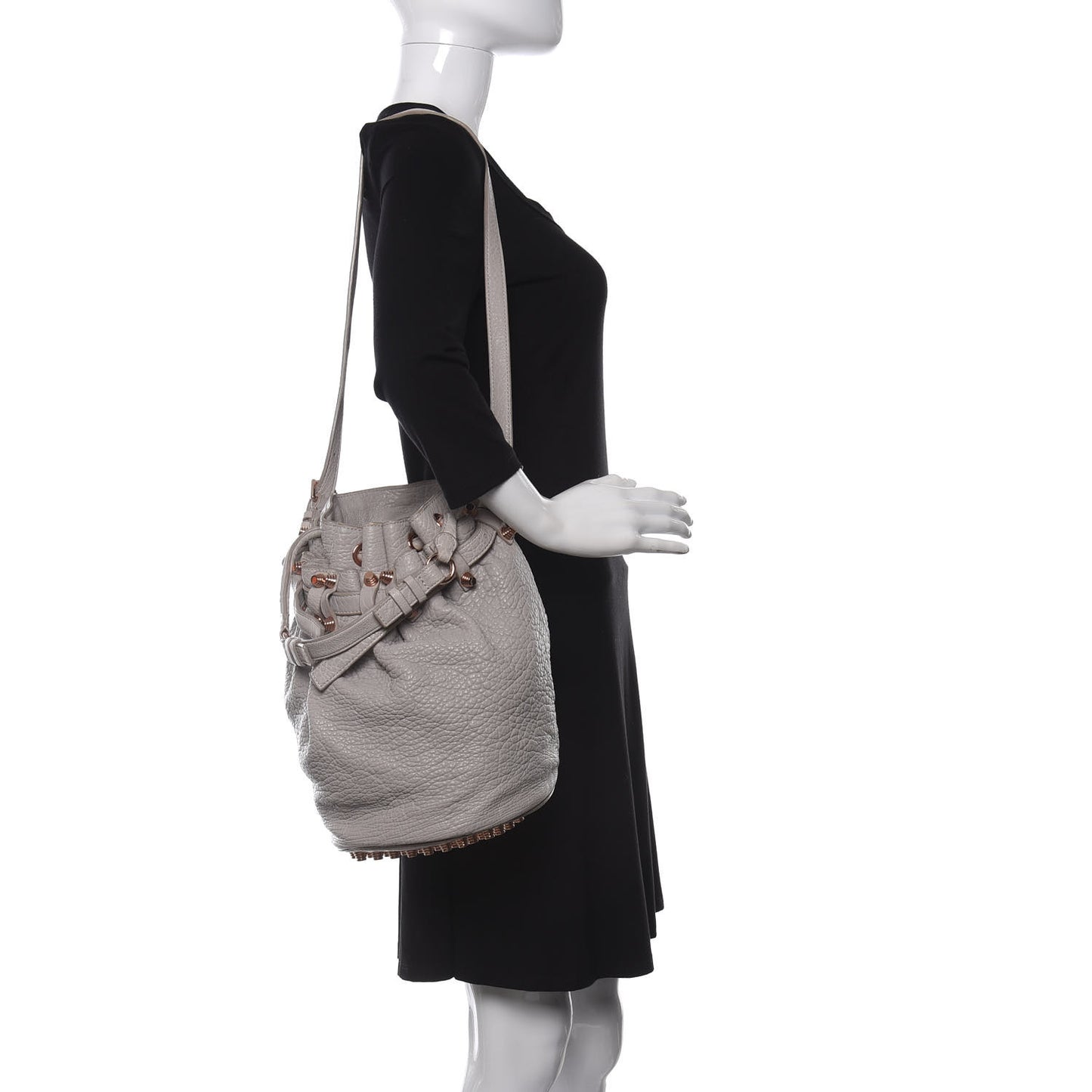 Pebbled Lambskin Diego Bucket Bag Oyster