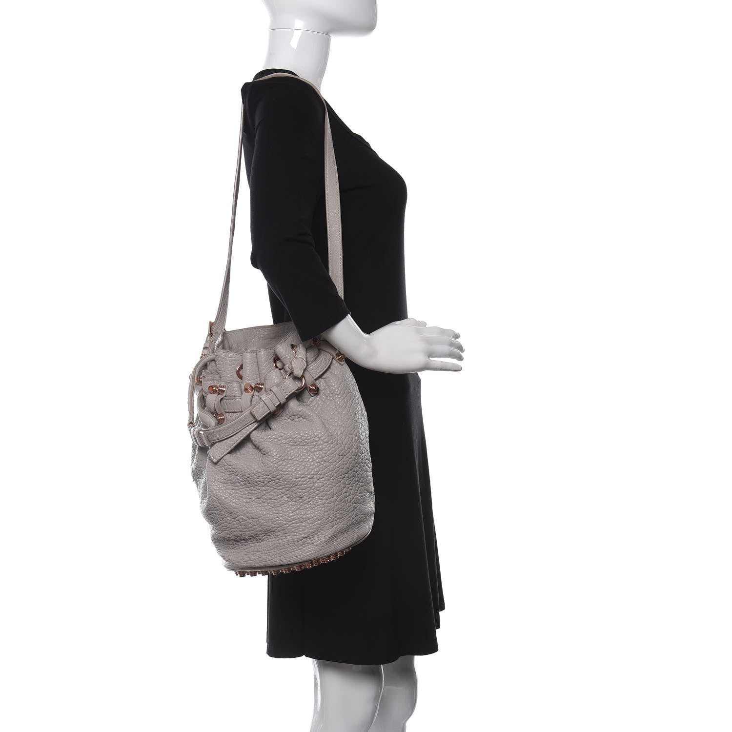 Alexander Wang Pebbled Lambskin Diego Bucket Bag Oyster 2 of 10