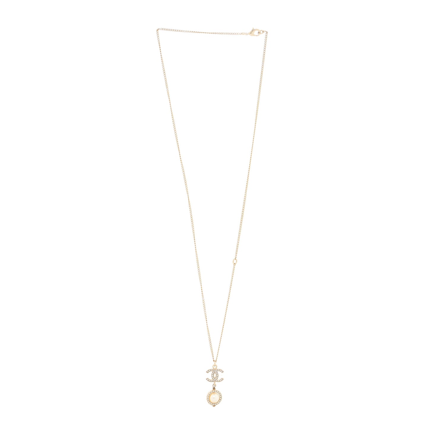 Crystal Pearl CC Lace Camellia Necklace Gold