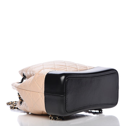 Chanel Aged Calfskin Quilted Small Gabrielle Backpack Beige Black 4 of 10