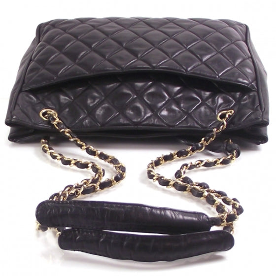 Chanel Leather Quilted Shoulder Tote Black 6 of 10