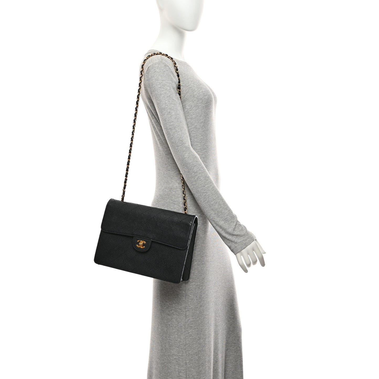 Caviar Jumbo Single Flap Black