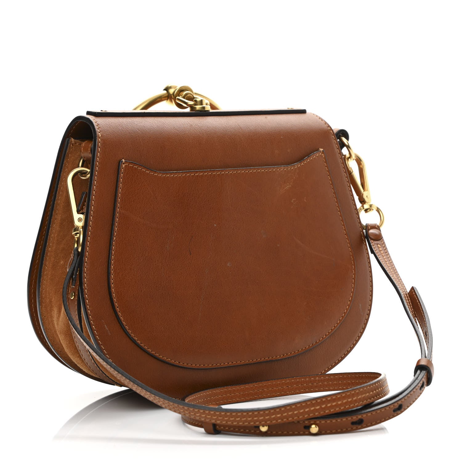 Chloe Calfskin Suede Medium Nile Bracelet Bag Caramel 2 of 14