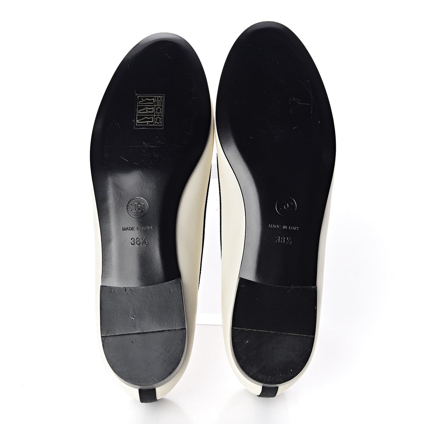 Lambskin Grosgrain Bow Cap Ballet Flats 38.5 White