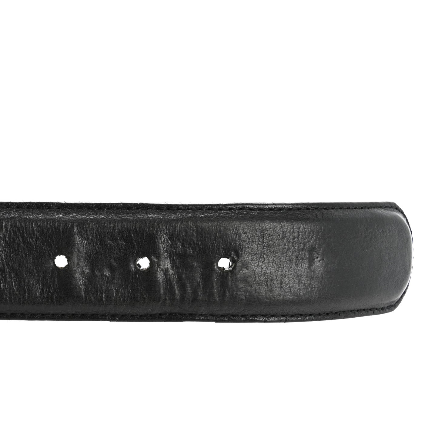 Calfskin Sterling Silver Cross Oval Belt 85 34 Black