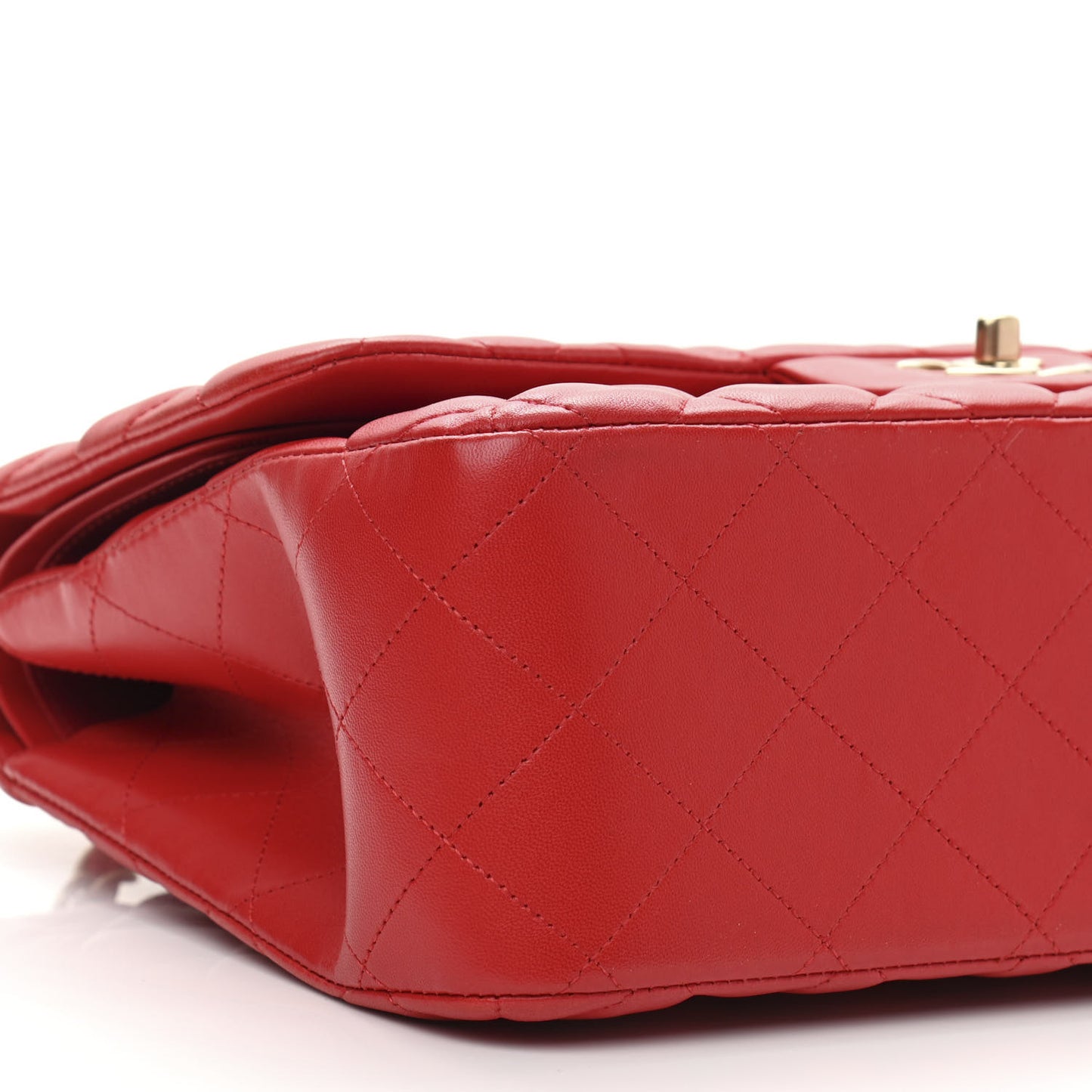 Lambskin Quilted Jumbo Double Flap Red