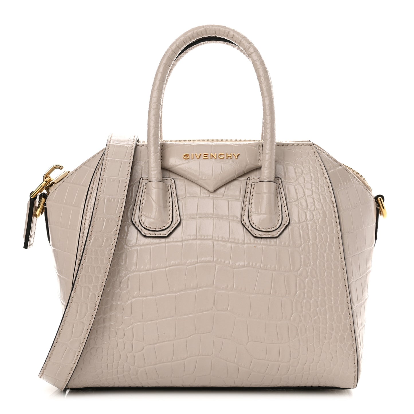 Calfskin Crocodile Embossed Mini Antigona Dune